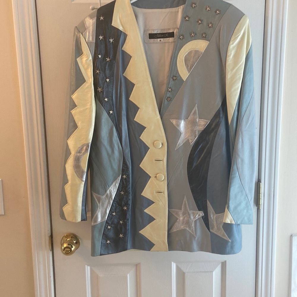 Julian K Leather Blazer with Rhinestones